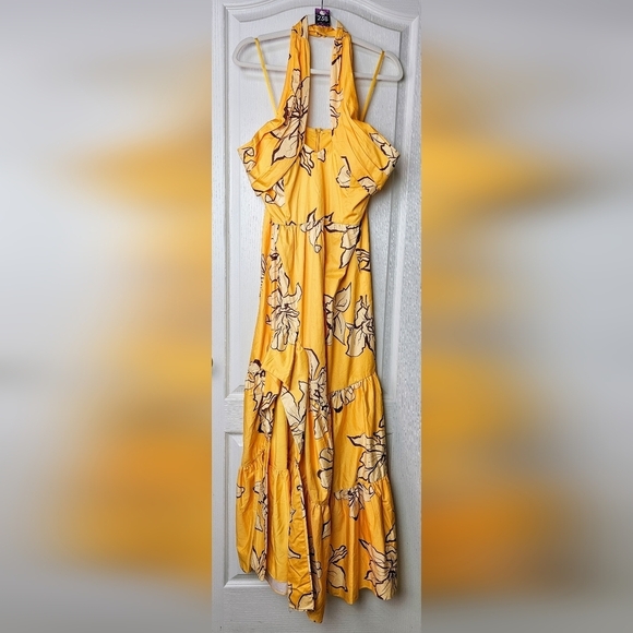 Anthropologie Hutch Women's Floral Halter Maxi Dress NWT Maize/Yellow Size 12 - Picture 6 of 13